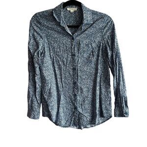 Women's Beach Lunch Lounge Blue & White Floral Button Down Shirt